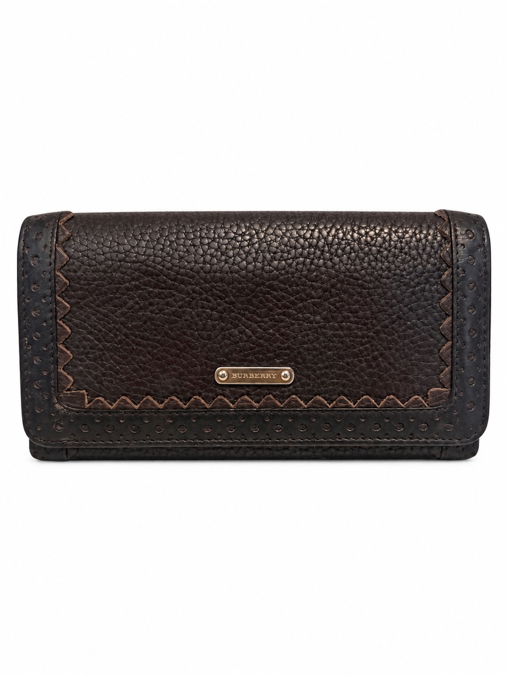Burberry Scalloped Pebbled Leather Wallet